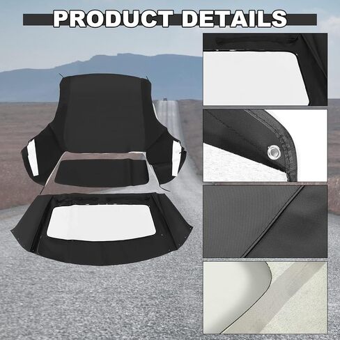 قمة ناعمة قابلة للتحويل Kuafu متوافقة مع 1994-2004 Ford Mustang Black Roof Cabrio Sailcloth Vinyl مع نافذة بلاستيكية in Kuwait