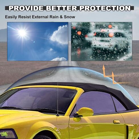 قمة ناعمة قابلة للتحويل Kuafu متوافقة مع 1994-2004 Ford Mustang Black Roof Cabrio Sailcloth Vinyl مع نافذة بلاستيكية in Kuwait
