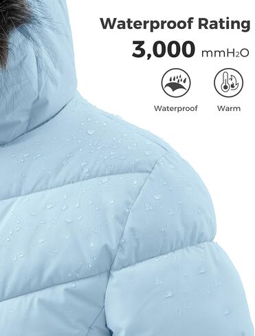 ZSHOW Women's Long Winter Coat Waterproof Warm Quilted Puffer Jacket with Faux Fur Hood in Kuwait