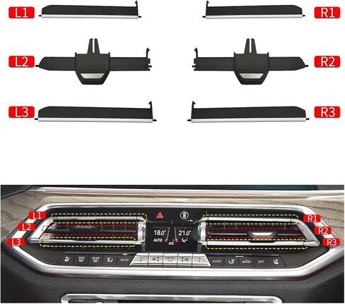 تناسب BMW G05 G06 G07 Car Front Air Vent Grille Clip Pressions A/C Kits Repair Assactory X5 X6 X7 64119458541 (Middle Right) in Saudi Arabia