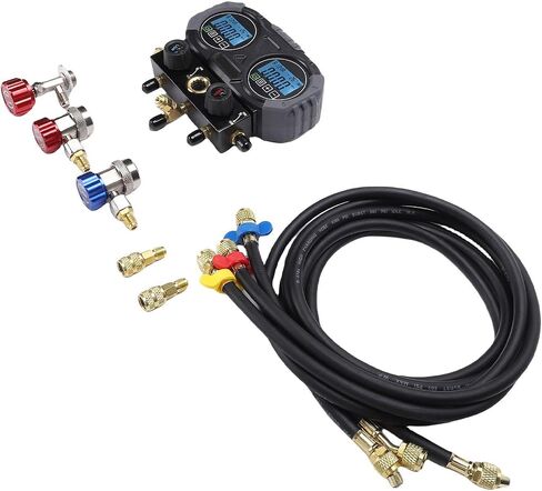 Digital HVAC Manifold Air Conditioning Pressure Meter Refrigerant Charging Kit with 0-6000 Kpa Range TFT LCD for R134A R1234YF R22 R290 R32 R404A R407C R410A in Saudi Arabia