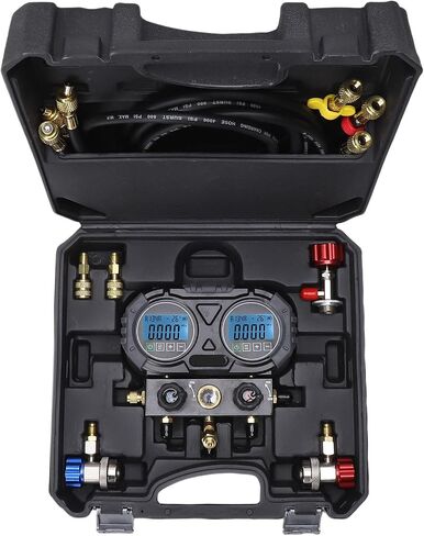 Digital HVAC Manifold Air Conditioning Pressure Meter Refrigerant Charging Kit with 0-6000 Kpa Range TFT LCD for R134A R1234YF R22 R290 R32 R404A R407C R410A in Saudi Arabia