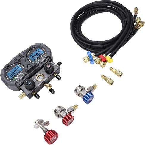 Digital HVAC Manifold Air Conditioning Pressure Meter Refrigerant Charging Kit with 0-6000 Kpa Range TFT LCD for R134A R1234YF R22 R290 R32 R404A R407C R410A in Saudi Arabia