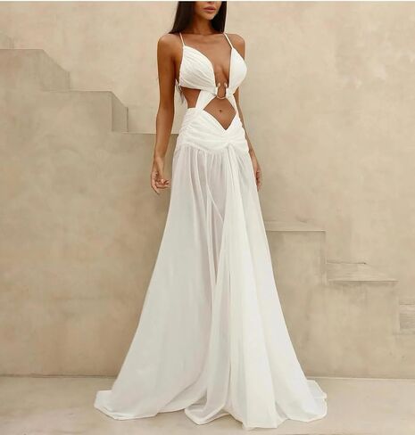 Women Chiffon 2 Piece Sexy Swimsuit Swimwear A-Line Skirt Set Thong Party Dress in Saudi Arabia