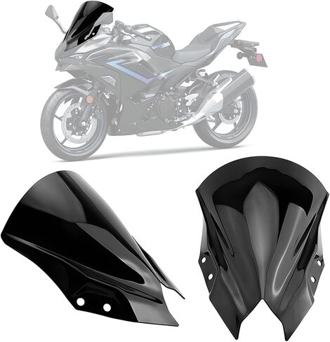 15 '' ملحق الزجاج الأمامي متوافق مع Kawasaki Ninja 500/SE 2024 2025 الزجاج الأمامي لفقاعة الطبقة المزدوجة ، غطاء الحماية المنحرف والاطهال (الأسود) in Kuwait