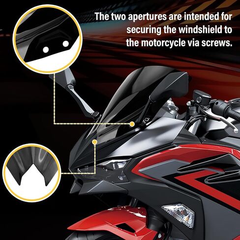 15 '' ملحق الزجاج الأمامي متوافق مع Kawasaki Ninja 500/SE 2024 2025 الزجاج الأمامي لفقاعة الطبقة المزدوجة ، غطاء الحماية المنحرف والاطهال (الأسود) in Kuwait