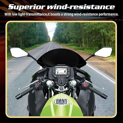 15 '' ملحق الزجاج الأمامي متوافق مع Kawasaki Ninja 500/SE 2024 2025 الزجاج الأمامي لفقاعة الطبقة المزدوجة ، غطاء الحماية المنحرف والاطهال (الأسود) in Kuwait