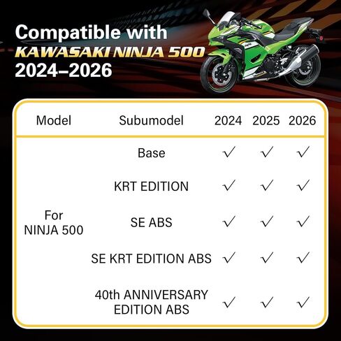 15 '' ملحق الزجاج الأمامي متوافق مع Kawasaki Ninja 500/SE 2024 2025 الزجاج الأمامي لفقاعة الطبقة المزدوجة ، غطاء الحماية المنحرف والاطهال (الأسود) in Kuwait