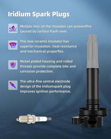 ECCPP UF669 1 ignition coils with 4 iridium Spark Plugs for Chevrolet 2011-2015 Cruze 1.4L, 2016 Cruze Limited 1.4L, 2012-2020 Sonic 1.4L, 2013-2021 Trax 1.4L, 2011-2015 Volt 1.4L D521C UF669 in Kuwait