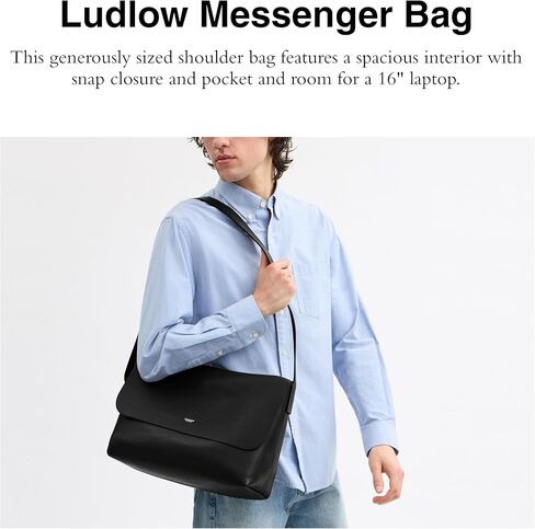 حقيبة مدرب Ludlow Messenger في جلد غرين كامل ، أسود in Saudi Arabia