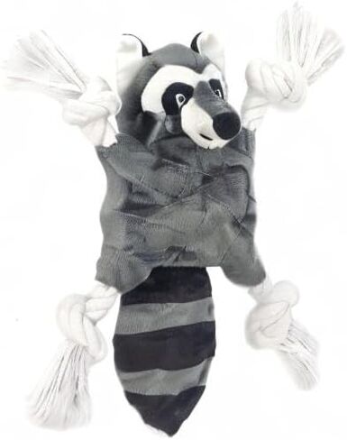 Maestro Pets No Stuffing Dog Toys, Crinkle Dog Toys, 3 in 1 Plush Dog Toys with Rope Legs, Squeakers and Crinkle Paper, Dog Rope Squeaky Toys for Puppies, Small, and Medium Dogs (Raccoon) in Saudi Arabia