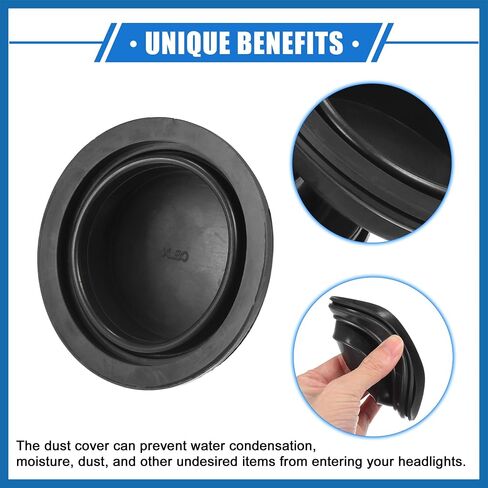 2 PCS Car Headlight Housing Seal Cap ، 65 ملم عالمي لمصباح الأماكن الأمامية لما بعد البيع Xenon LID LED بديل أسود مطاطي متين in Saudi Arabia