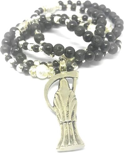 الحمم الحمم البركانية في الموت المقدس. Rosario de la Santa Muerte Con Piedras de Lava. in Saudi Arabia
