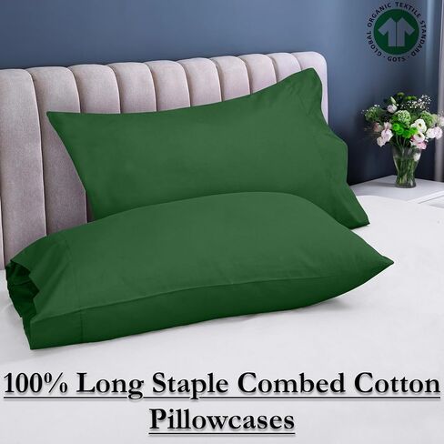 طقم غطاء وسادة قياسي من Royale Linen بعدد 400 خيط 100% من القطن الأمريكي - غطاء وسادة قياسي من الساتان الفاخر - 20 بوصة × 26 بوصة - مجموعة ناعمة وسلسة مكونة من 2 كيس وسادة أبيض - (قياسي، أبيض مميز) in Saudi Arabia