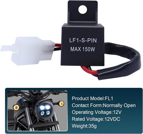 1 PC 12V LED Flasher Relay ، 2-Pin Electronic LED Relay Flay ، Fix Firlecly Turcle Turn Lign Flash Hyper ، Flasher Universal Electronic Flashor لمعظم الدراجات النارية (أسود) in Saudi Arabia