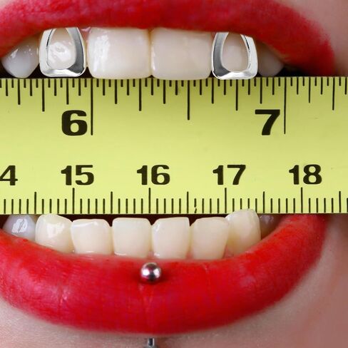 VICASKY 2pcs Stylish Silver Tooth Caps for Halloween Cosplay Hip Hop Grills Accessories Eye-catching Design Easy Maintenance Confidence Booster for Parties Events in Saudi Arabia