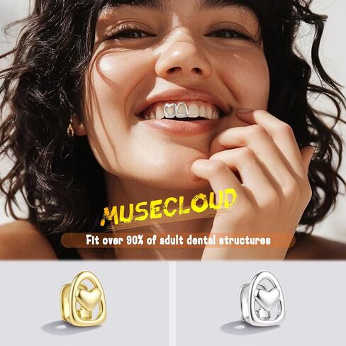 9pcs 16k Gold Gold Glated Grillz Caps for Women Men Fake Tooth Grill مجموعة أدوات المجوهرات للأسنان للأسنان Hip Hop Vampire Party Grillz Single Grillz مع قضبان القضبان النجمة Fang Heart Cap in Kuwait