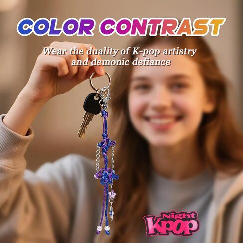 AICASE لـ KPOP Demon Hunters Merch Rumi Zoey Mira Jinu Inspired Knot Keychain لـ Huntrix K Pop Cosplay Associatory Higds Merchandise Concerties to Compans Women Men in Saudi Arabia