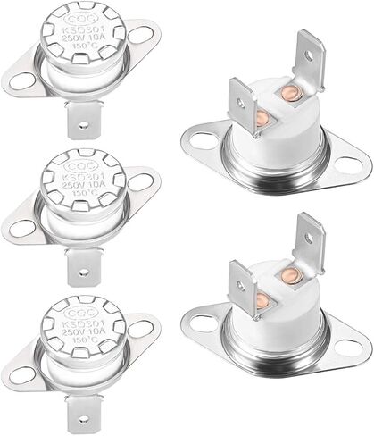 Uxcell KSD301 ترموستات 155 درجة مئوية/311 درجة فهرنهايت 10A مغلق عادة N.C ضبط مفتاح درجة حرارة القرص المفاجئ 2 قطعة in Saudi Arabia