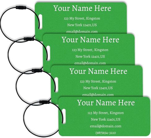 Luggage Tags for suitcases Tags Pack of 4 Personalized Luggage Tags Double Sided Laser Engraving Metal Luggage Tag and Stainless Loops Customizable Luggage Tag Cruise Luggage tag (Orange, Small) in Kuwait