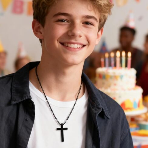 Black Cross Necklace for Boys Birthday Gifts in Kuwait