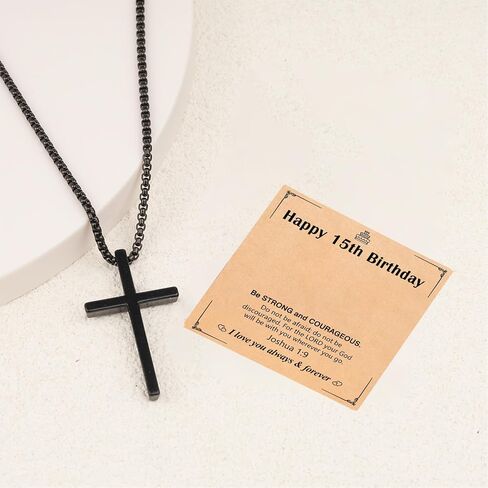 Black Cross Necklace for Boys Birthday Gifts in Kuwait