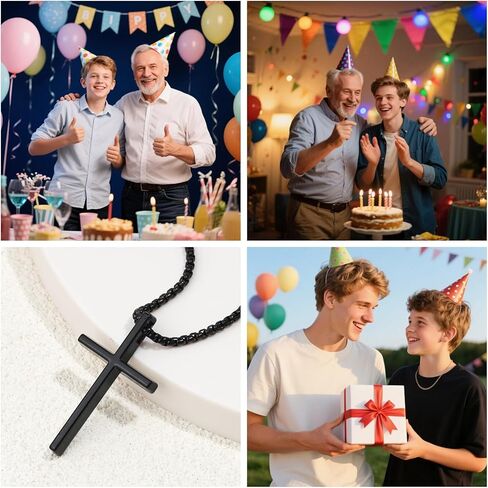 Black Cross Necklace for Boys Birthday Gifts in Kuwait