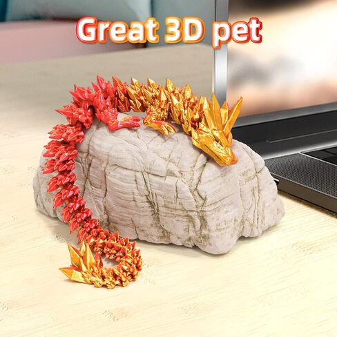 3D Printed Dragon - 24 inch Dragon Fidget Toy, Articulated Dragon 3D Printed Gift for Birthday, Figurine Decor - Black in Kuwait