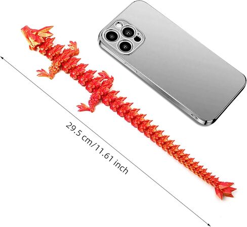 3D Printed Dragon - 24 inch Dragon Fidget Toy, Articulated Dragon 3D Printed Gift for Birthday, Figurine Decor - Black in Kuwait