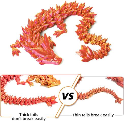 3D Printed Dragon - 24 inch Dragon Fidget Toy, Articulated Dragon 3D Printed Gift for Birthday, Figurine Decor - Black in Kuwait