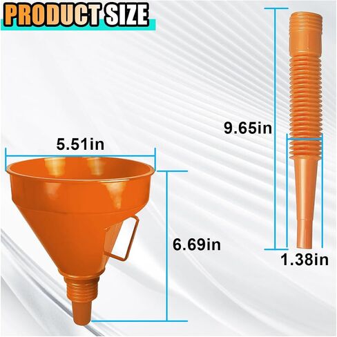 Wide Mouth Oil Funnel with Handle, Automotive Flex Funnel with Flexible Spout Extension Nozzle Hose Mesh Screen Filter for Cars Motorcycles Engine Oil, Liquid, Diesel, Kerosene, Gasoline in Saudi Arabia