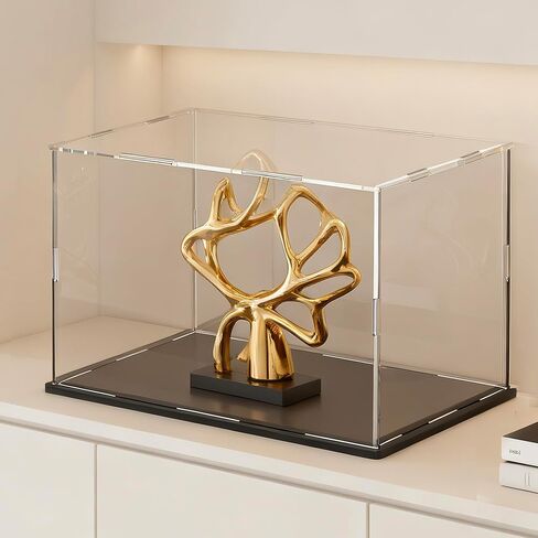 8 Inch Acrylic Case for Display, Clear Display Acrylic Box for Collectibles, Alternative Glass Case with Matt Black Stand for Display Action Figures in Saudi Arabia