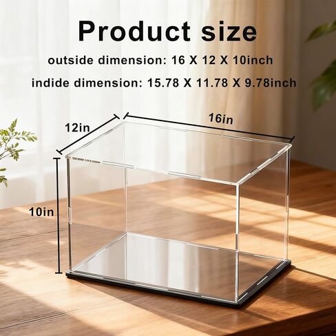 8 Inch Acrylic Case for Display, Clear Display Acrylic Box for Collectibles, Alternative Glass Case with Matt Black Stand for Display Action Figures in Saudi Arabia