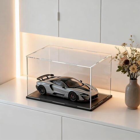 8 Inch Acrylic Case for Display, Clear Display Acrylic Box for Collectibles, Alternative Glass Case with Matt Black Stand for Display Action Figures in Saudi Arabia