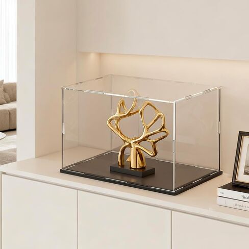 8 Inch Acrylic Case for Display, Clear Display Acrylic Box for Collectibles, Alternative Glass Case with Matt Black Stand for Display Action Figures in Saudi Arabia