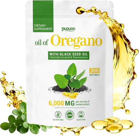 2 في 1 زيت من كبسولات الأوريجانو - زيت الأوريجانو مع زيت البذور الأسود ، ملحق مستخرج من العشبية مع كارفكرول | 300 كبسولة - 150 يوما العرض in Kuwait