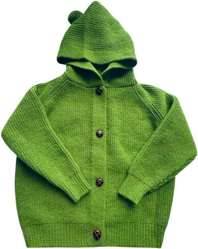 Boys' Long Sleeved Hooded Knit Cardigan Button-Front Sweater in Saudi Arabia