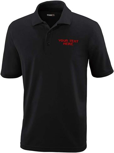Performance Golf Tees Custom Personalized Text Polyester Short Sleeves Polo Shirts for Men Black Large in Saudi Arabia