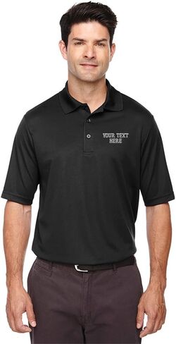 Performance Golf Tees Custom Personalized Text Polyester Short Sleeves Polo Shirts for Men Black Large in Saudi Arabia
