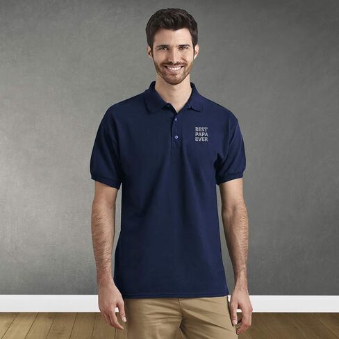 Custom Polo Shirts for Men Best PAPA Ever Embroidery Short Sleeves Golf Tees in Saudi Arabia