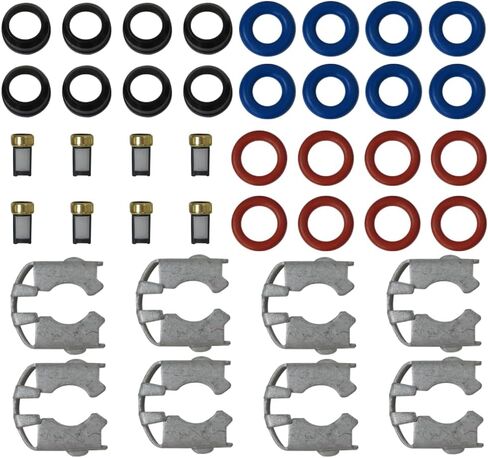 8 مجموعة من حاقن الوقود إصلاح حلقات O-Rings Seal Filter Rebuild Kit لعام 2001-2007 Chevy Silverado Suburban Tahoe G*MC Sierra Yukon Cadillac Escalade استبدال# 25317628 ، 17113698 ، 17113553 ، FJ315 ، FJ10062 ، FJ10062 in Kuwait