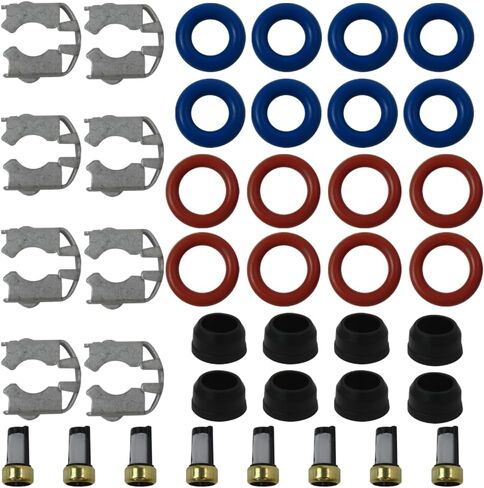 8 مجموعة من حاقن الوقود إصلاح حلقات O-Rings Seal Filter Rebuild Kit لعام 2001-2007 Chevy Silverado Suburban Tahoe G*MC Sierra Yukon Cadillac Escalade استبدال# 25317628 ، 17113698 ، 17113553 ، FJ315 ، FJ10062 ، FJ10062 in Kuwait