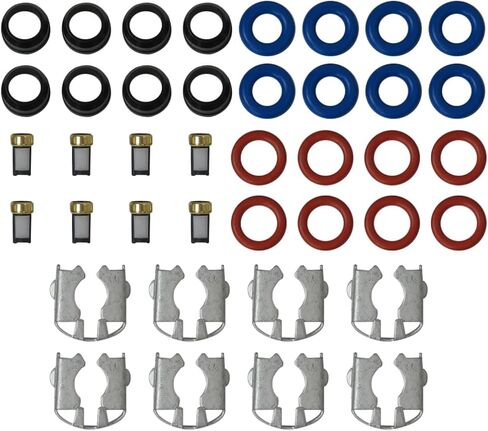 8 مجموعة من حاقن الوقود إصلاح حلقات O-Rings Seal Filter Rebuild Kit لعام 2001-2007 Chevy Silverado Suburban Tahoe G*MC Sierra Yukon Cadillac Escalade استبدال# 25317628 ، 17113698 ، 17113553 ، FJ315 ، FJ10062 ، FJ10062 in Kuwait