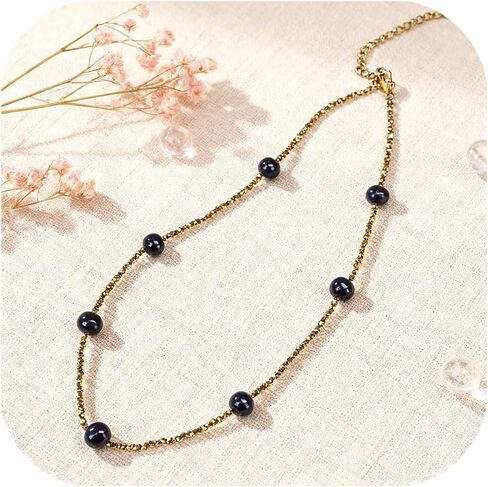 Genuin Real Freshwater Pearl Necklace,Black Peacock Pearl Choker Necklaces for Women,Hematite Gold/Silver Beaded Simple Pearl Necklace,Dainty Adjustable Pearl Jewelry Mother's Valentine Day Gifts in Kuwait