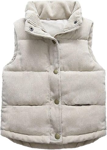 Boys and Toddler Puffer Vest Lightweight Sleeveless Quilted Fleece Jacket Girls Button Down Gilet Warm Waistcoat Winter Coats in Saudi Arabia