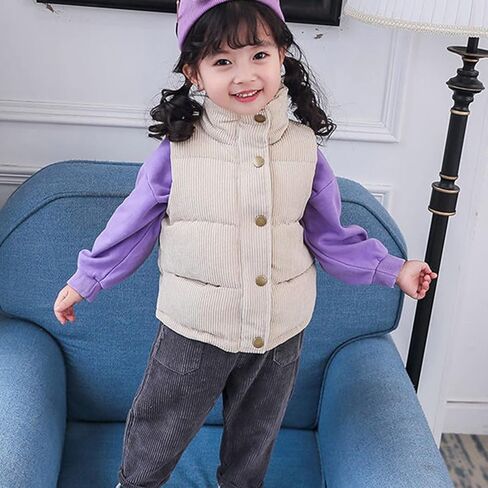 Boys and Toddler Puffer Vest Lightweight Sleeveless Quilted Fleece Jacket Girls Button Down Gilet Warm Waistcoat Winter Coats in Saudi Arabia