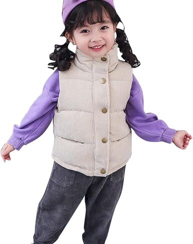 Boys and Toddler Puffer Vest Lightweight Sleeveless Quilted Fleece Jacket Girls Button Down Gilet Warm Waistcoat Winter Coats in Saudi Arabia