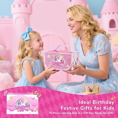 70PCS Mermaid Washable Markers Set with Glitter Pencil Case,Art Supplies for Kids Ages 4-6-8,Drawing Coloring Art Craft Kits for Girls with Marker,Glitter Pens,Crayon,Birthday Gifts Toys for Girls in Saudi Arabia