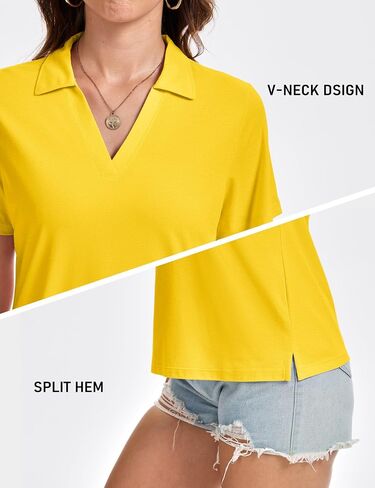 Magcomsen Women's Polo Derts v-nock shore sere upf 50+ sun protection sunder collared golf shirt tops summer tops in Saudi Arabia