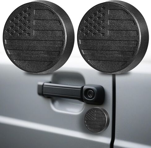 MYFAMIREA Magnetic Keyhole Covers for Jeep Wrangler JL/Gladiator JT 2018-2025 ABS 2 Front & 1 Tailgate Door Lock Protectors, Keyhole Decor Accessories with Scratch-Free Silicone Backing, 3 PCS, Black in Saudi Arabia